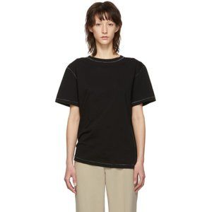 Helmut Lang Black Contrast Stitch Detail T-Shirt
